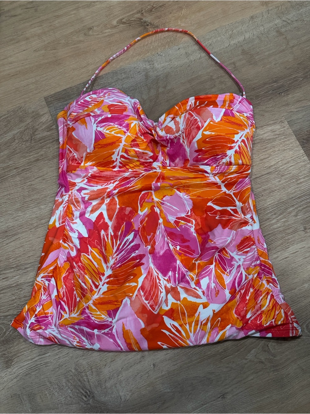 Lauren Ralph Lauren Twist-Front Removable Strap Bandeau Tankini Top